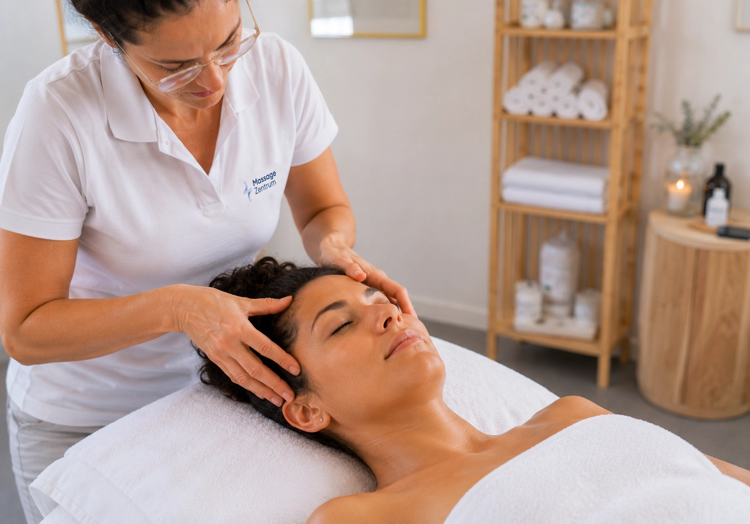 Behandlung der Nackenmuskulatur bei Spannungskopfschmerzen im Massage Zentrum Wallisellen