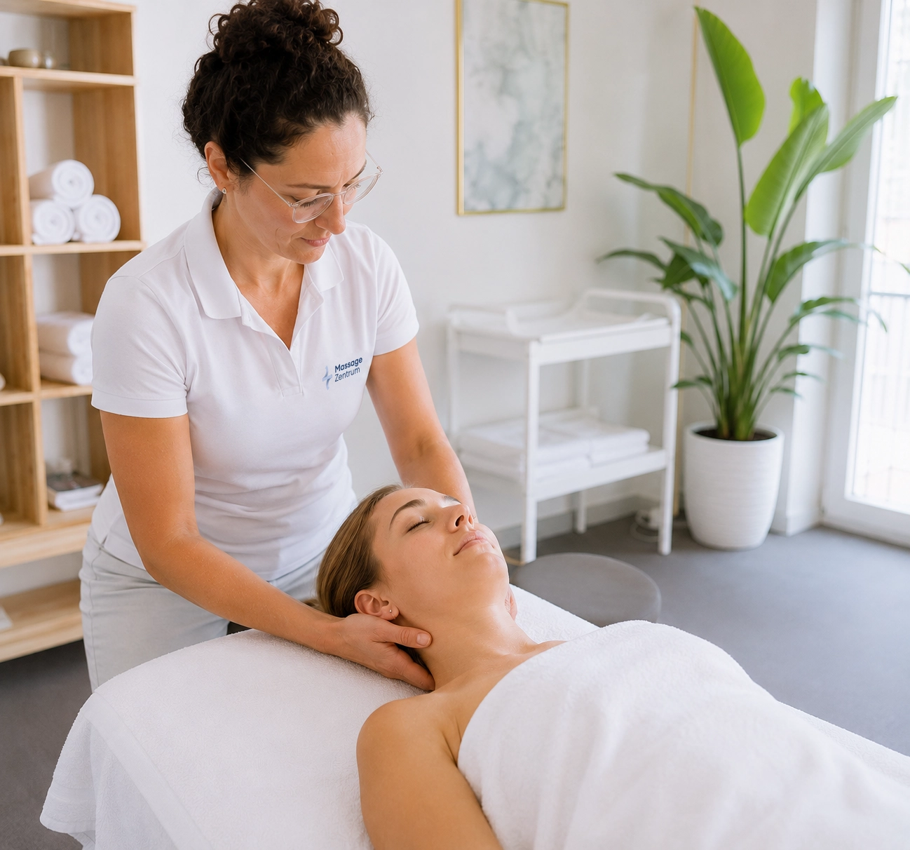 Behandlung der Nackenmuskulatur im Massage Zentrum Wallisellen